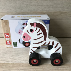 Houten zebra op wielen