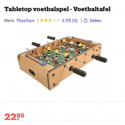 Tafel voetbalspel, nieuw