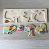 Haba: Puzzelplankje Knopjespuzzel : bouw bouwvoertuigen. 4 stukjes