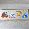 Haba: Puzzelplankje Knopjespuzzel : hulpvoertuigen. 4 stukjes