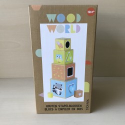 Wood Word: houten stapelblokken met vormenstoof