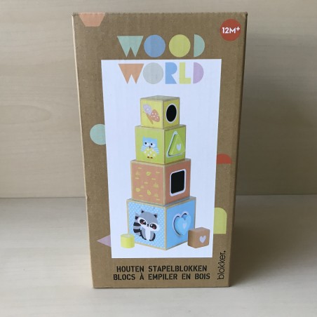 Wood Word: houten stapelblokken met vormenstoof