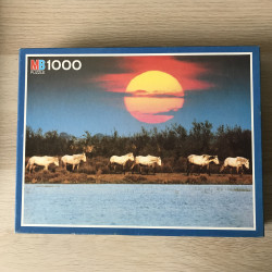 Zonsondergang met paarden. 1000 stukjes