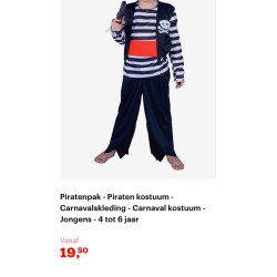 Piraten verkleedset. Maat 140.