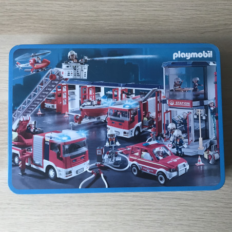 Brandweer Playmobil 100 stukjes. In blik