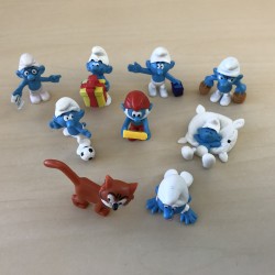 Smurfen : 9 stuks. 4 cm. hoog. AH spaaractie.