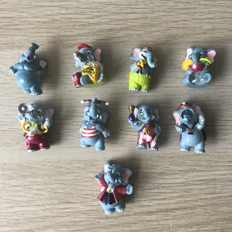 Verrassingsei figuren : 9 stuks olifanten. Circus. Set 2