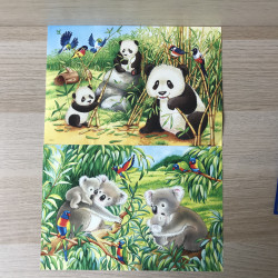 Puzzel : 2 x 24 stukjes met panda en koala