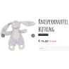 Dierenknuffel konijn met knisperpapier en bijtringen.