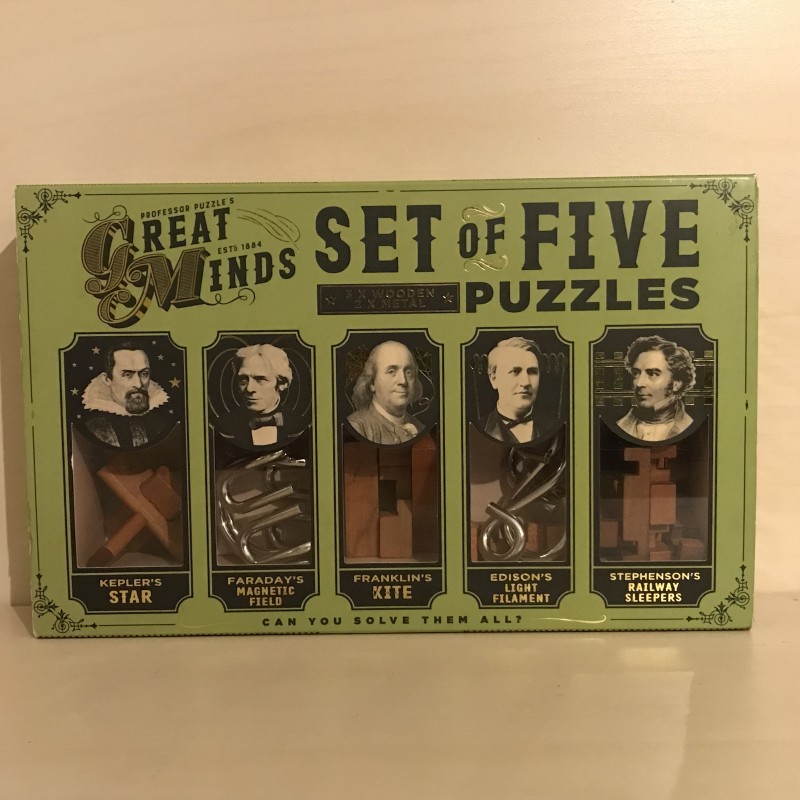 Professor puzzles . Set of Five. Great Minds.