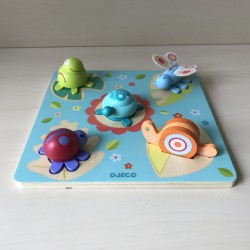 Djeco Lilo : Puzzelplankje Knopjespuzzel met grote dieren.