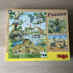 Haba : Puzzels. Wilde dieren van Afrika. 3 x 48 stukjes
