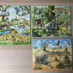 Haba : Puzzels. Wilde dieren van Afrika. 3 x 48 stukjes