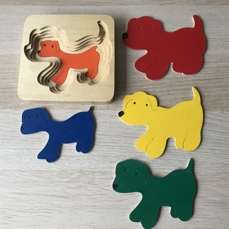 houten hondenpuzzel. 5 stukjes