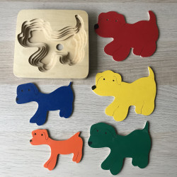 houten hondenpuzzel. 5 stukjes