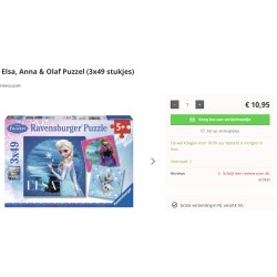 Frozen puzzel. 3 x 49 stukjes