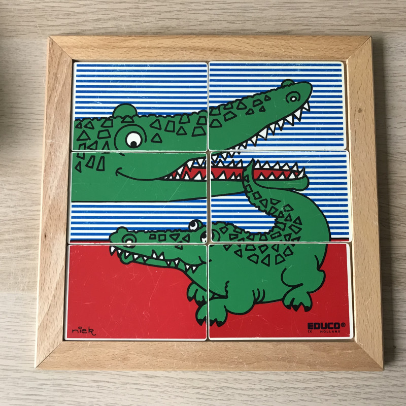 Educo : puzzel van 6 stukjes. Krokodil.