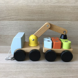 Ikea : Houten auto met magnetische blokken op aanhanger