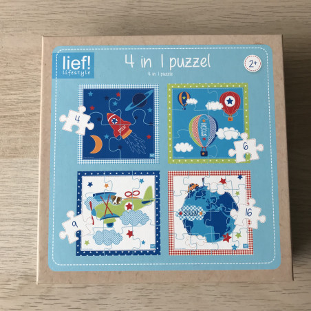 Lief! 4 puzzels. 4, 6, 9 en 16 stukjes