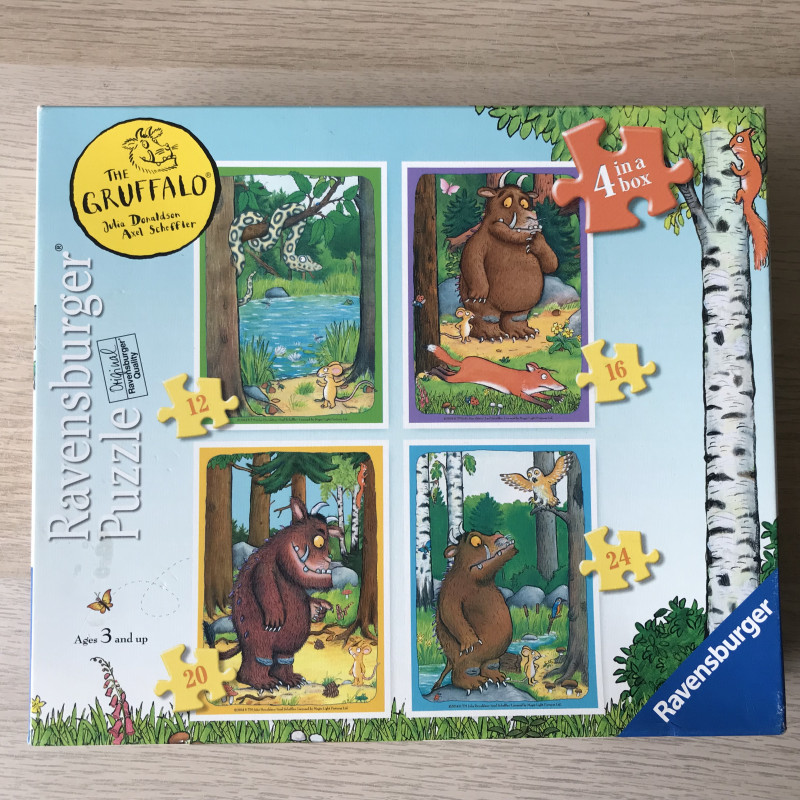 De Gruffalo. Puzzel 12,16 20 en 24 stukjes