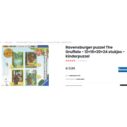 De Gruffalo. Puzzel 12,16 20 en 24 stukjes