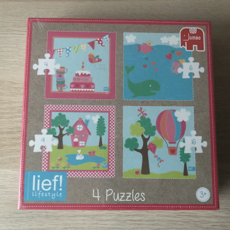 Lief! 4 puzzels. Nieuw. 4, 6, 9 en 16 stukjes