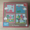 Lief! 4 puzzels. Nieuw. 4, 6, 9 en 16 stukjes