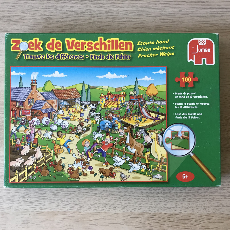 Zoek de verschillen : Stoute hond. 100 stukjes.