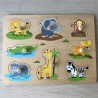 Puzzelplankje Knopjespuzzel : Dieren. 8 stukjes.
