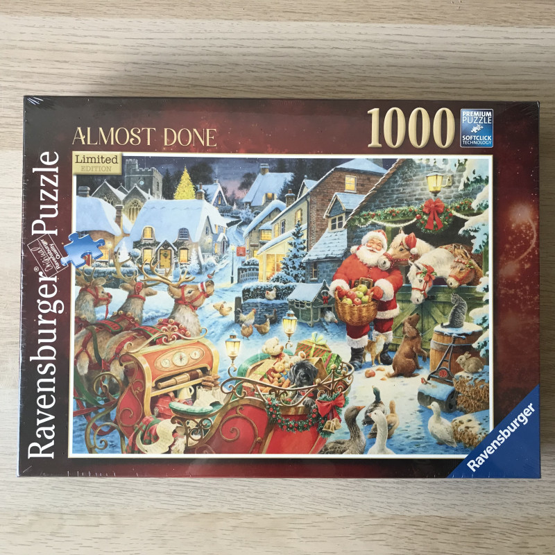 Puzzel. Nieuw. Kerstmis. Almost Done. 1000 stukjes.