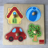 Puzzelplankje Knopjespuzzel :  Goula. 4 knoppen