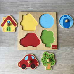 Puzzelplankje Knopjespuzzel :  Goula. 4 knoppen