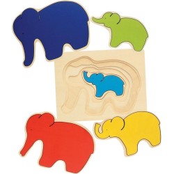 Goki houten olifantenpuzzel. 5 stukjes
