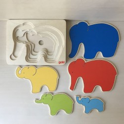 Goki houten olifantenpuzzel. 5 stukjes