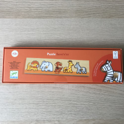 Djeco : Puzzelplankje Knopjespuzzel Savannedieren. 5 stukjes.