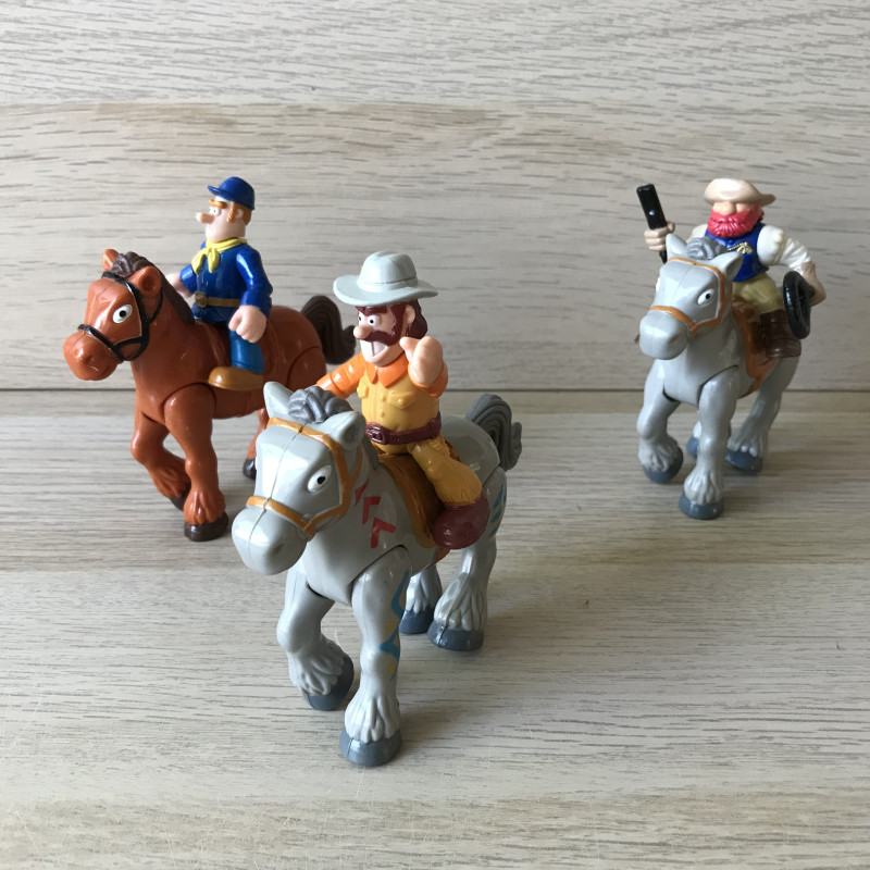 3 Paarden met cowboys