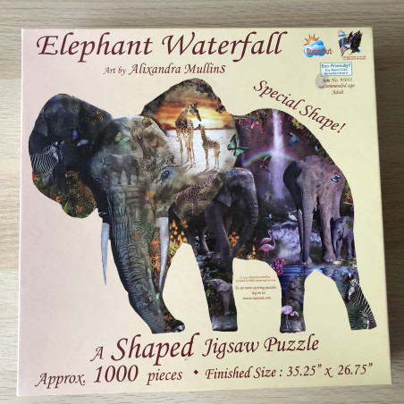 SunsOut Elephant Waterfall : Vormenpuzzel shaped 1000 stukjes