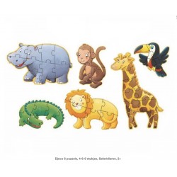 Djeco :  6 puzzels 4, 6 en 9 stukjes.