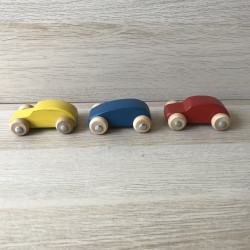 3 Houten autootjes