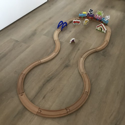 Woezel en Pip : houten treinbaan met extra rails