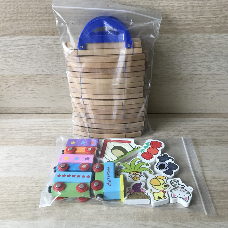 Woezel en Pip : houten treinbaan met extra rails