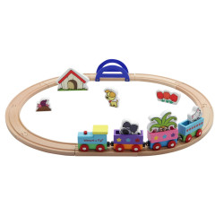 Woezel en Pip : houten treinbaan met extra rails