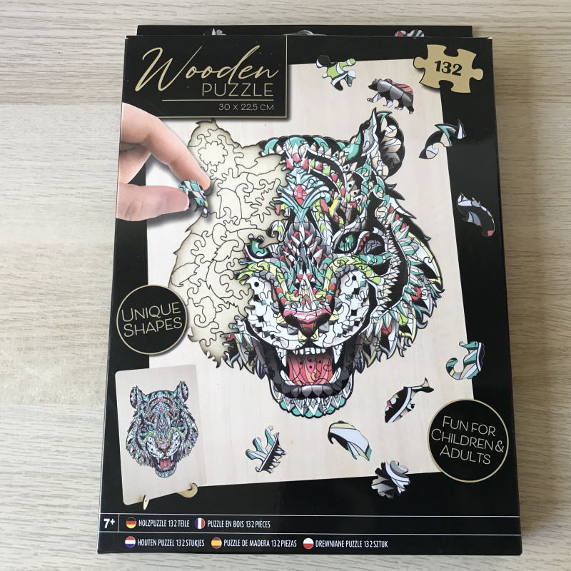 Houten silhouet puzzel.Tijger. 132 stukjes. Moxy