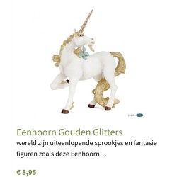 Papo : Eenhoorn Gouden Glitters.9,5 cm. breed en 12 cm. hoog Nummer 80