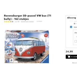 3D Puzzel  : Volkswagen T1. 162 stukjes.