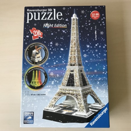 3D puzzel Eiffeltoren  216 stukjes met verlichting