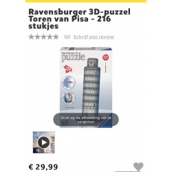 3D puzzel: Vuurtoren. 216 stukjes.