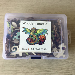 Houten silhouet puzzel.Draak. 200 stukjes.