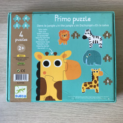Djeco: primo puzzel. In the Jungle. 3-4-5-6 stukjes