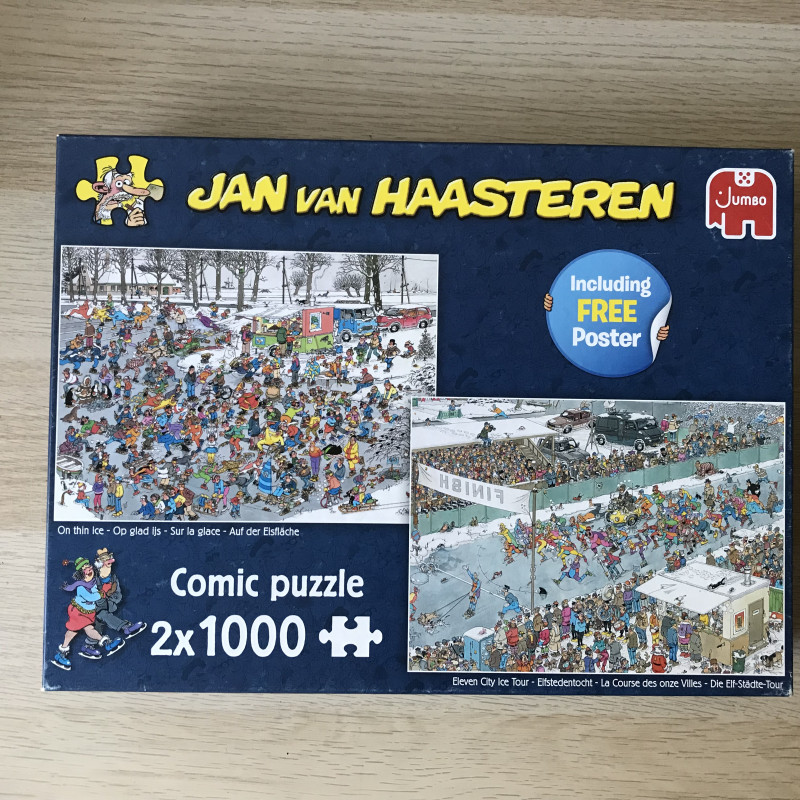 Jan van Haasteren : Op glad ijs + Elfstedentocht. 2 x 1000  stukjes.